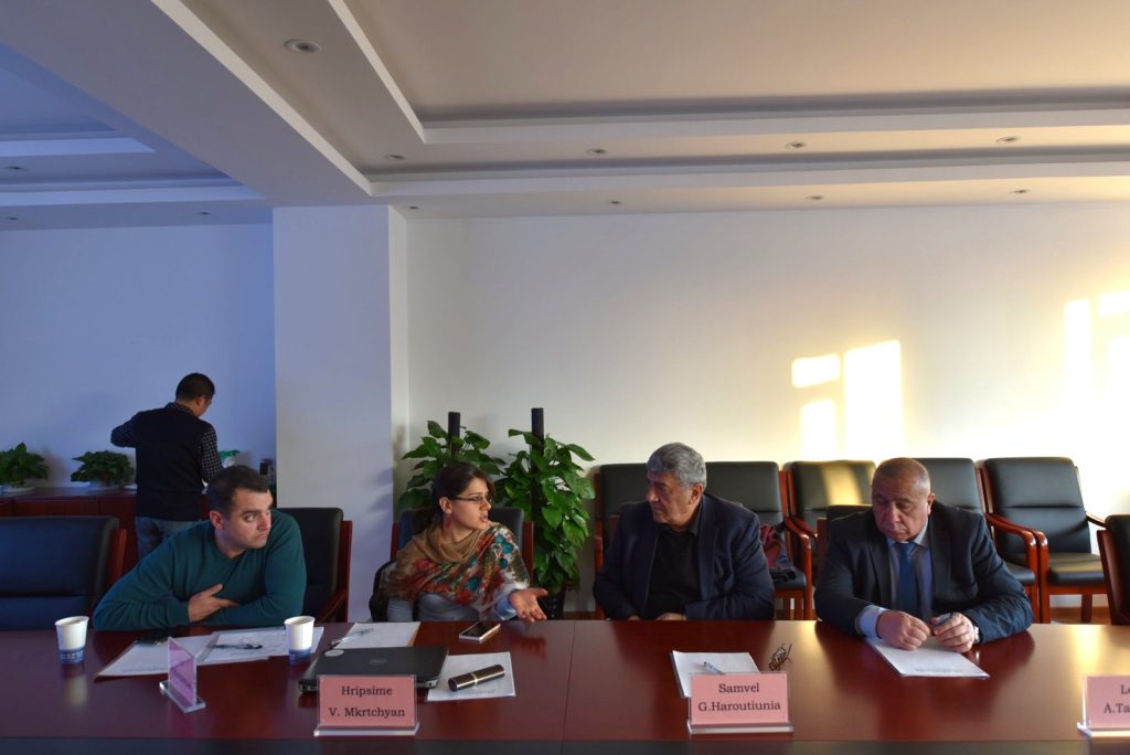 The Armenian delegation at the Institute of Geophysics: institute director Jon Karapetyan, H. Mkrtchyan, S. Haroutiunian and L. Tavadyan